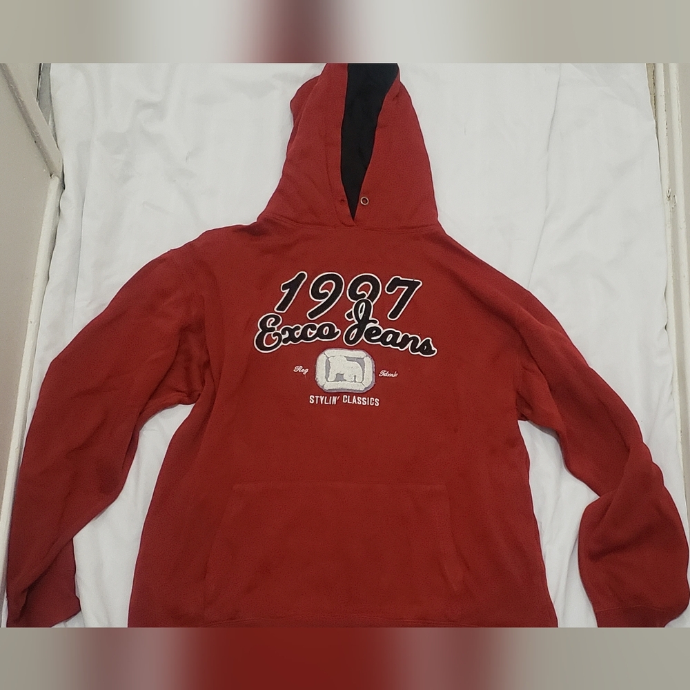 Y2K Red Exco Jeans Hoodie